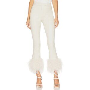LAMARQUE Pagetta Faux Leather Pants in Bone Small Womens Vegan feathers